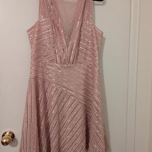 BCBGMaxAzria Blush Sequin Cocktail Dress